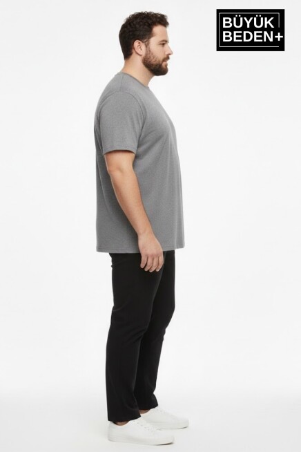 Büyük Beden Erkek Basic Bisiklet Yaka 2li Tişört Seti 3XL-6XL SPR26BTS510+2
