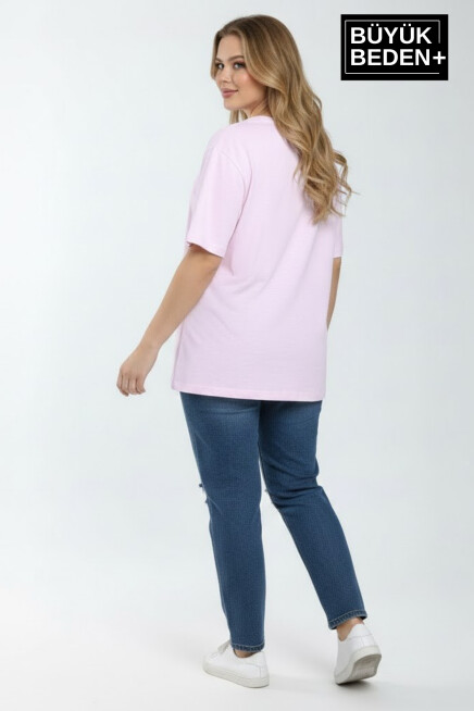 Büyük Beden Kadın Basic Tişört – Pamuklu Düz T-Shirt 3XL-6XL SPR26BTSK10