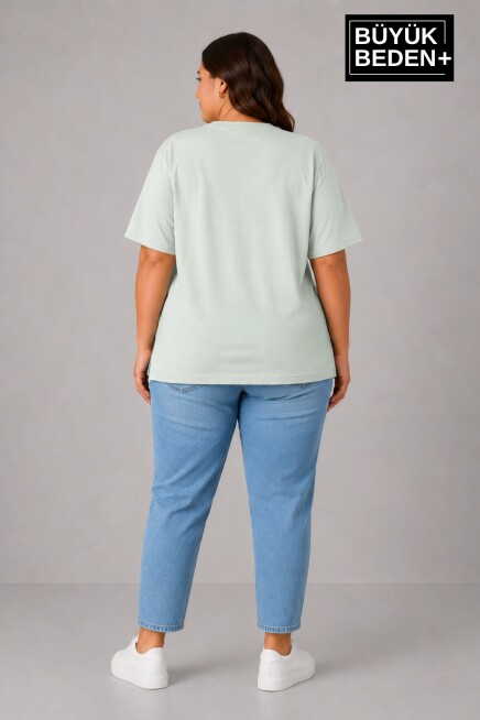 Büyük Beden Kadın Bisiklet Yaka Yırtmaç Detaylı 3XL-6XL Tunik Tişört SPR26BTSK501