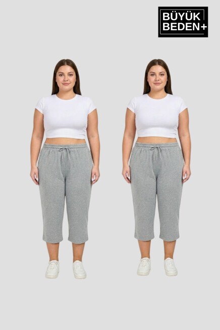 Büyük Beden Kadın İkili Set Kapri Şort Rahat Kalıp 3XL-6XL SPR26BSRK951+2