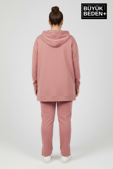 Büyük Beden Kapşonlu A Baskılı Tunik ince Sweatshırt  SPR26BTK991-3