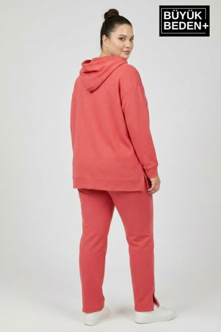Büyük Beden Kapşonlu A Baskılı Tunik ince Sweatshırt  SPR26BTK991-3