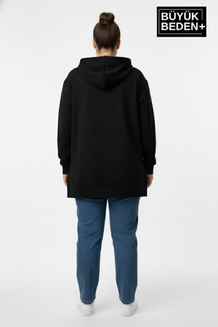 Büyük Beden Kapşonlu Tunik Sweatshırt  SPR26BTK991