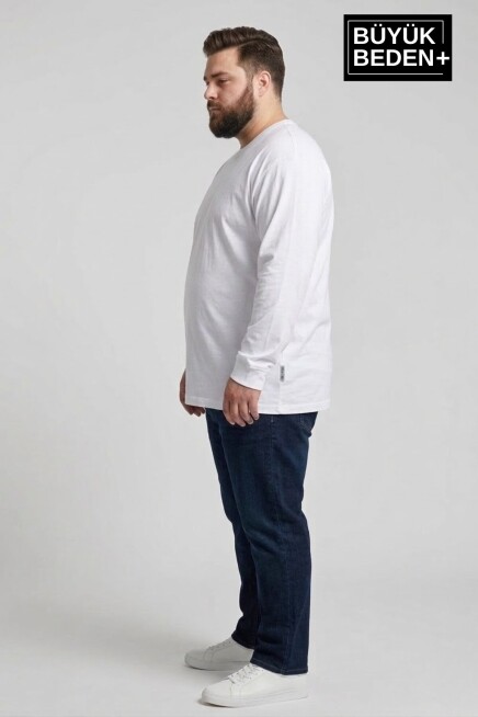 Erkek Büyük Beden 2li Set Uzun Kollu 2 İplik Bisiklet Yaka Tişört SPR26BEA942+2