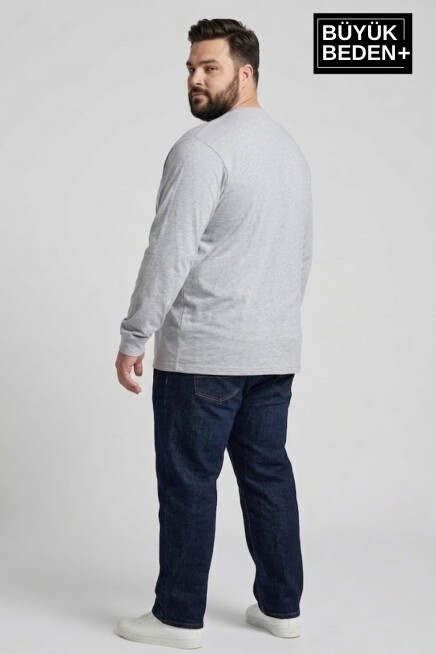 Erkek Büyük Beden Air Baskılı 2 İplik Bisiklet Yaka Tişört SPR26BTS942-1