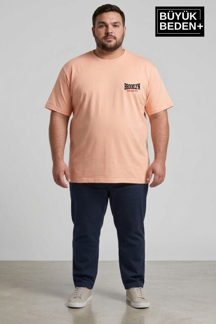 Süperlife Erkek Büyük Beden Brooklyn 1970 Baskılı 3xl-6xl Bisiklet Yaka Tshırt SPR26BTS510-03