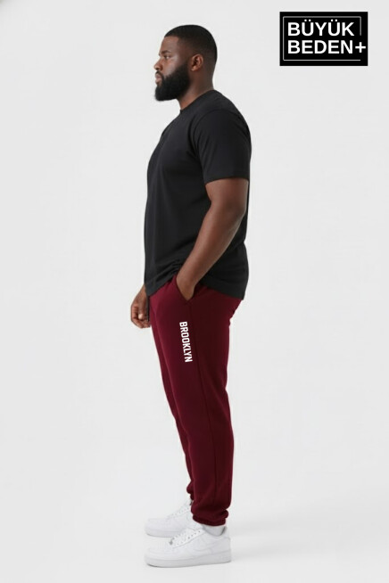 Erkek Büyük Beden BROOKLYN Baskılı Paça Lastikli Rahat Kesim Jogger İnce Eşofman Altı  SPR26BEA951-2