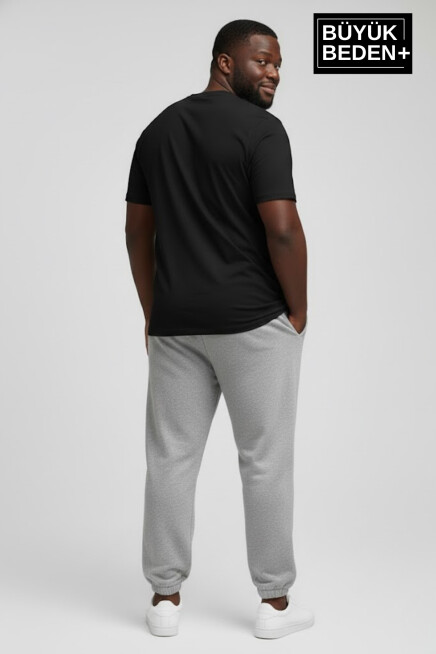 Erkek Büyük Beden BROOKLYN Baskılı Paça Lastikli Rahat Kesim Jogger İnce Eşofman Altı  SPR26BEA951-2