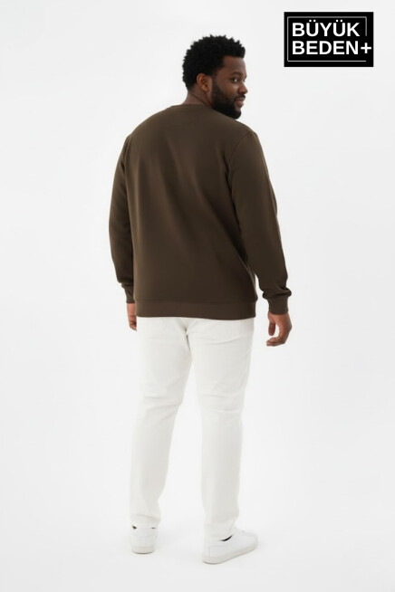 Erkek Büyük Beden California 1974 Baskılı Bisilet Yaka Sweatshirt SPR26BSW956-2