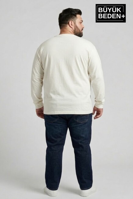 Erkek Büyük Beden El Yazılı Brooklyn Baskılı 2 İplik Bisiklet Yaka Tişört SPR26BTS942-6