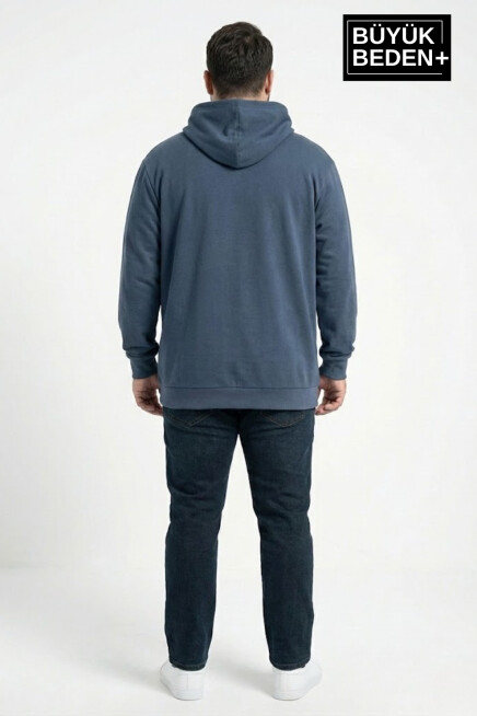 Erkek Büyük Beden İnce Kapşonlu M Baskılı Swatshırt SPR26BSW957-13