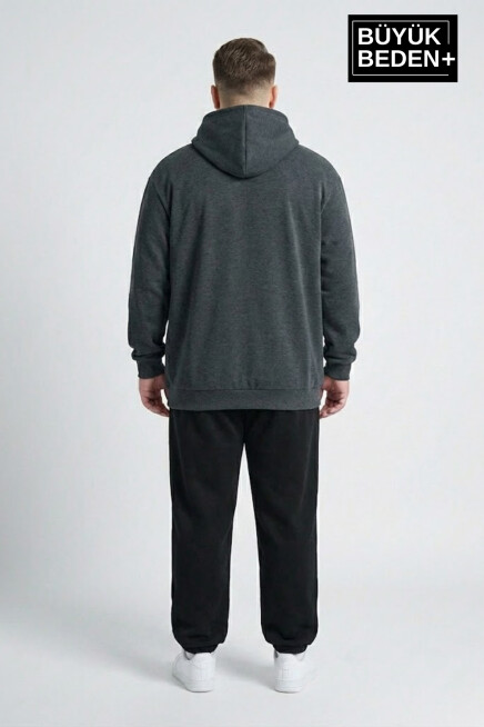 Erkek Büyük Beden İnce Kapşonlu NY Newyork Baskılı ince Swatshırt SPR26BSW957-15