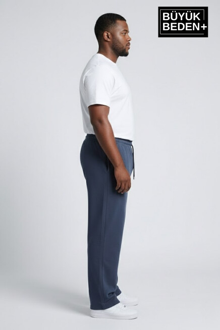 Erkek Büyük Beden N Logo Baskılı Rahat Kesim Paça Reçme ince  Eşofman Altı SPR26EA952-4