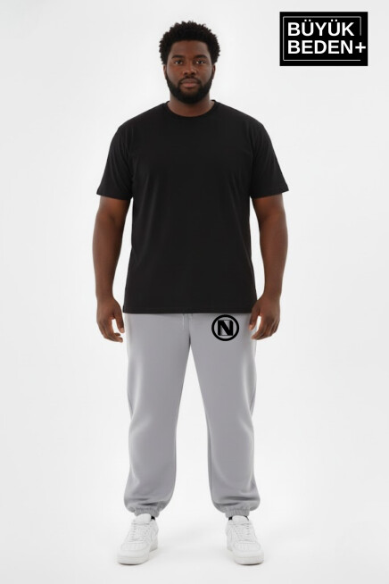 Erkek Büyük Beden N Logolu Paça Lastikli Rahat Kesim Jogger İnce Eşofman Altı SPR26BEA951-4