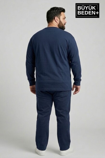 Erkek Büyük Beden New York Baskılı 2 İplik Bisiklet Yaka Tişört SPR26BTS942-5