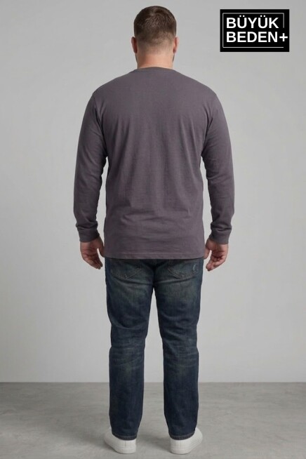 Erkek Büyük Beden New York Baskılı 2 İplik Bisiklet Yaka Tişört SPR26BTS942-5