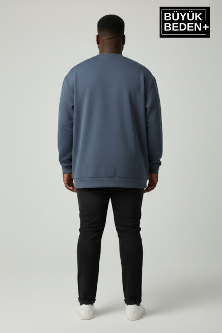 Erkek Büyük Beden New York Baskılı Bisilet Yaka İnce Sweatshirt SPR26BSW956-5