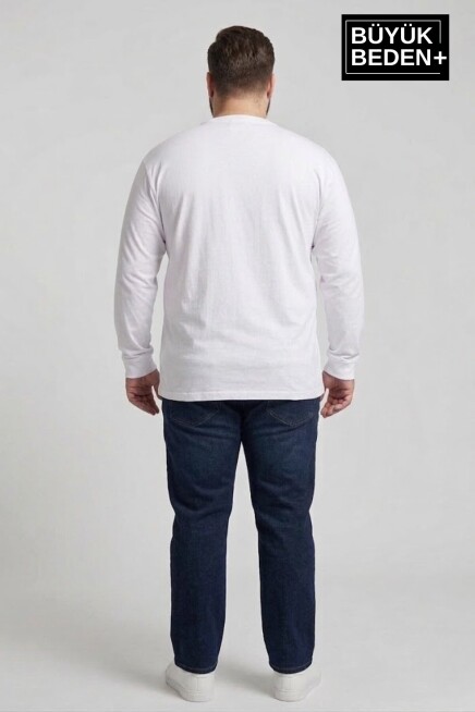 Erkek Büyük Beden Orta Brooklyn Baskılı 2 İplik Bisiklet Yaka Tişört SPR26BTS942-8