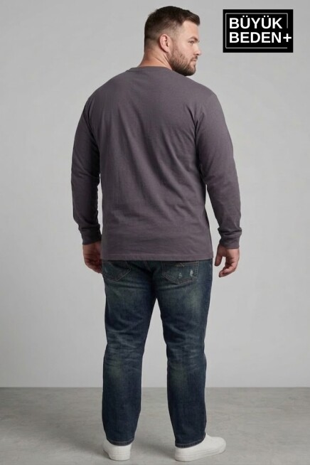 Erkek Büyük Beden Orta Brooklyn Baskılı 2 İplik Bisiklet Yaka Tişört SPR26BTS942-8