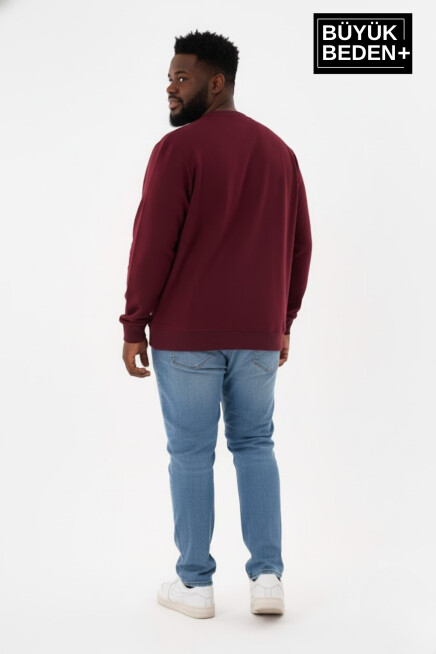 Erkek Büyük Beden Orta Brooklyn Baskılı Bisiklet Yaka Sweatshirt SPR26BSW956-8