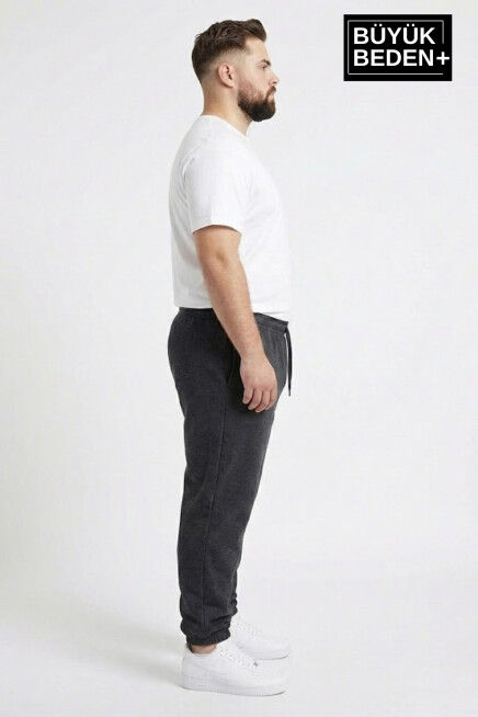 Erkek Büyük Beden Paça Lastikli Rahat Kalıp AR Baskılı İnce Eşofman Altı SPR26BEA951-1