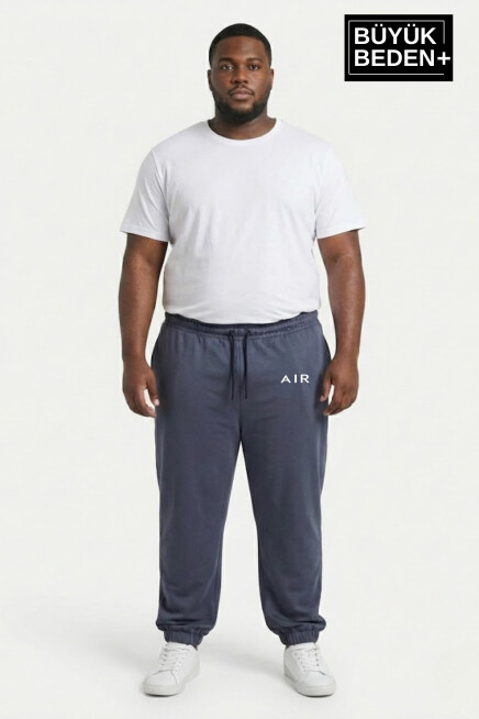 Erkek Büyük Beden Paça Lastikli Rahat Kalıp AR Baskılı İnce Eşofman Altı SPR26BEA951-1