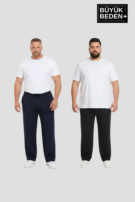 Erkek Büyük Beden Paça Reçme İnce Eşofman Altı 2’li Set – Rahat Kalıp SPR26BEA952+2