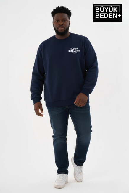 Erkek Büyük Beden Unified Collective Baskılı Bisiklet Yaka Sweatshirt SPR26BSW956-10