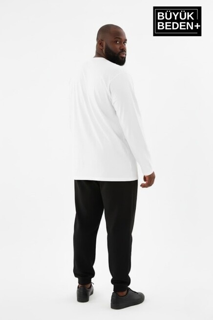 Erkek Büyük Beden Uzun Kollu 2 İplik Bisiklet Yaka Tişört SPR26BTS942