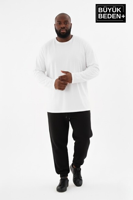Erkek Büyük Beden Uzun Kollu 2 İplik Bisiklet Yaka Tişört SPR26BTS942