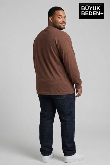 Erkek Büyük Beden Uzun Kollu 2 İplik Bisiklet Yaka Tişört SPR26BTS942