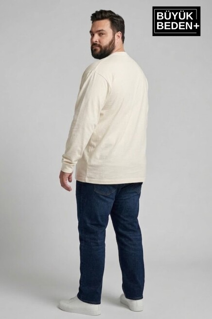 Erkek Büyük Beden Uzun Kollu 2 İplik Bisiklet Yaka Tişört SPR26BTS942