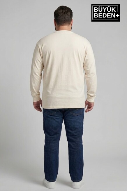 Erkek Büyük Beden Uzun Kollu 2 İplik Bisiklet Yaka Tişört SPR26BTS942