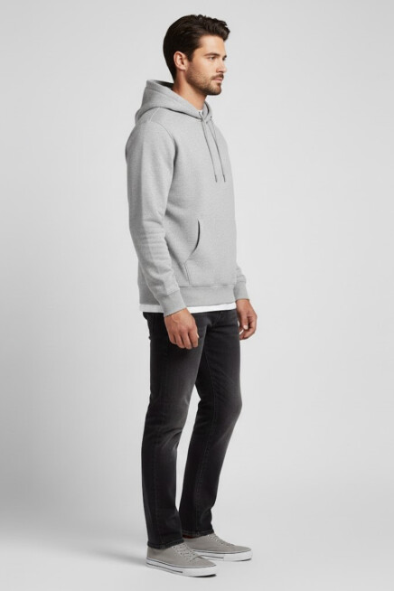 Erkek Kapşonlu Rahat Kalıp İçi Polarlı 3 iplik Kalın SweatShırt spr25sw55