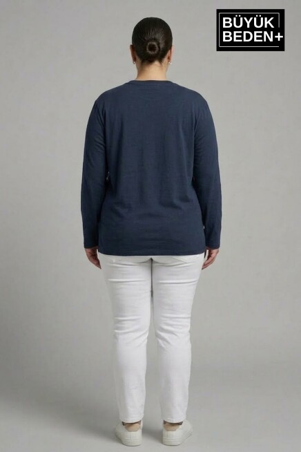 Kadın Büyük Beden Orta Brooklyn Baskılı 2 İplik Bisiklet Yaka Tişört SPR26BEAK942-3