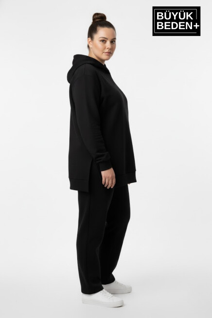 Kadın Büyük Beden 2 li Set Kapşonlu Tunik ince Sweatshırt  SPR26BTK991+2