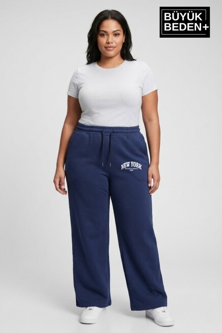 Kadın Büyük Beden Bol Paça  Yüksek Bel Lastikli NewYork Baskılı Eşofman Altı SPR26BEA988-5