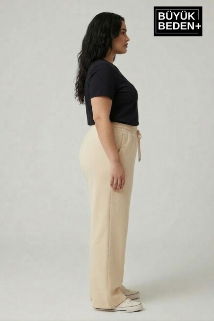 Kadın Büyük Beden Bol Paça  Yüksek Bel Lastikli NewYork Baskılı Eşofman Altı SPR26BEA988-5