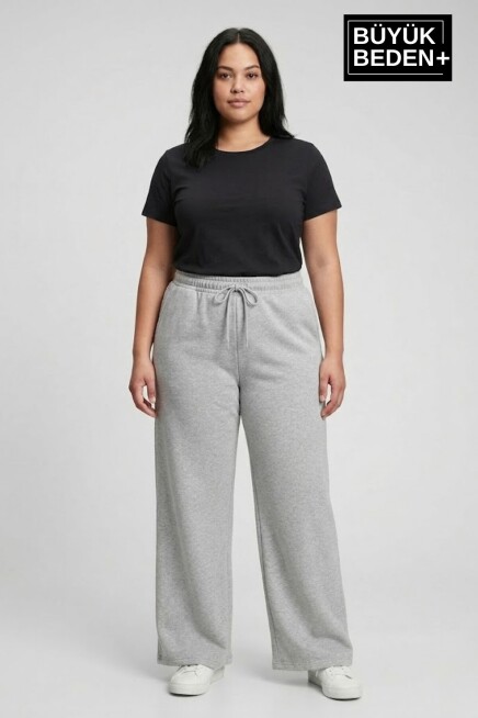 Kadın Büyük Beden Bol Paça  Yüksek Bel Lastikli Salaş Eşofman Altı SPR26BEA988