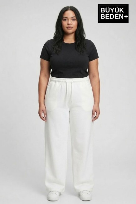 Kadın Büyük Beden Bol Paça  Yüksek Bel Lastikli Salaş Eşofman Altı SPR26BEA988