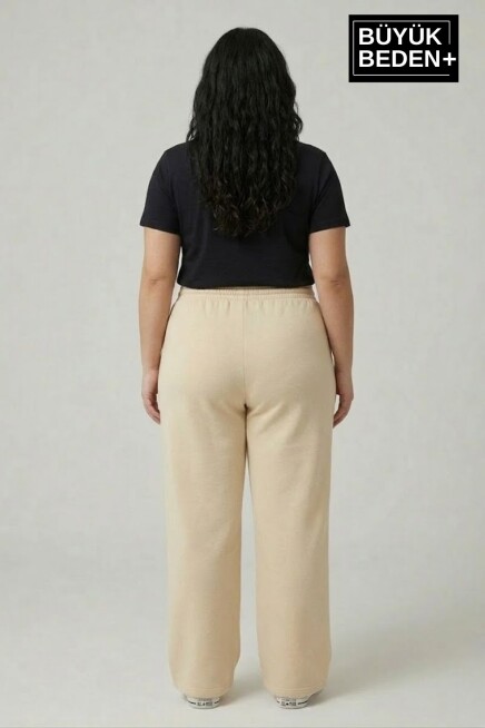 Kadın Büyük Beden Bol Paça  Yüksek Bel Lastikli Salaş Eşofman Altı SPR26BEA988