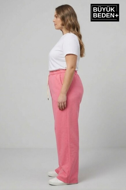 Kadın Büyük Beden Bol Paça  Yüksek Bel Lastikli Salaş Eşofman Altı SPR26BEA988