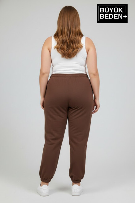 Kadın Büyük Beden BROOKLYN Baskılı Paça Lastikli Rahat Kesim Jogger İnce Eşofman Altı  SPR26BEAK951-2