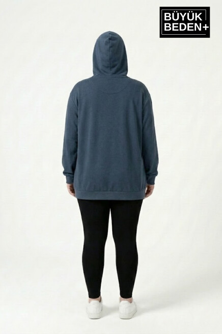 Kadın Büyük Beden Kapşonlu M Baskılı ince Swatshırt SPR26BSWK957-13