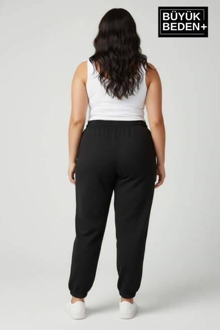 Kadın Büyük Beden New York Paça Lastikli Rahat Kesim Jogger İnce Eşofman Altı SPR26BEAK951-5