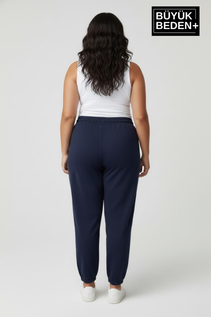 Kadın Büyük Beden New York Paça Lastikli Rahat Kesim Jogger İnce Eşofman Altı SPR26BEAK951-5