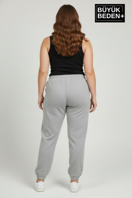 Kadın Büyük Beden New York Paça Lastikli Rahat Kesim Jogger İnce Eşofman Altı SPR26BEAK951-5