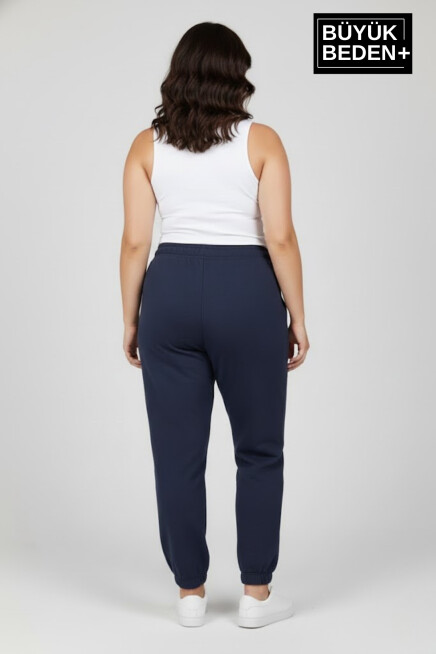 Kadın Büyük Beden New York Paça Lastikli Rahat Kesim Jogger İnce Eşofman Altı SPR26BEAK951-5