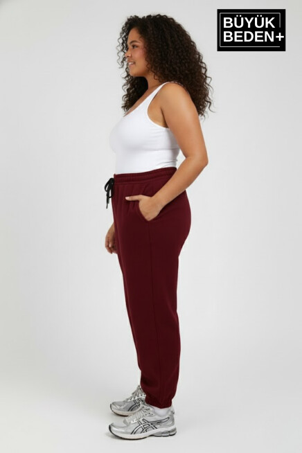 Kadın Büyük Beden Paça Lastikli İki İplik Rahat Kalıp ince Eşofman Altı SPR26BEAK951