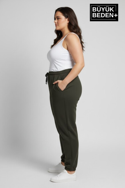 Kadın Büyük Beden Paça Lastikli İki İplik Rahat Kalıp ince Eşofman Altı SPR26BEAK951